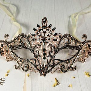 Masquerade Ball Party Gray Mask, Venetian Gold Eye Mask, Mardi Gras Parade Mask